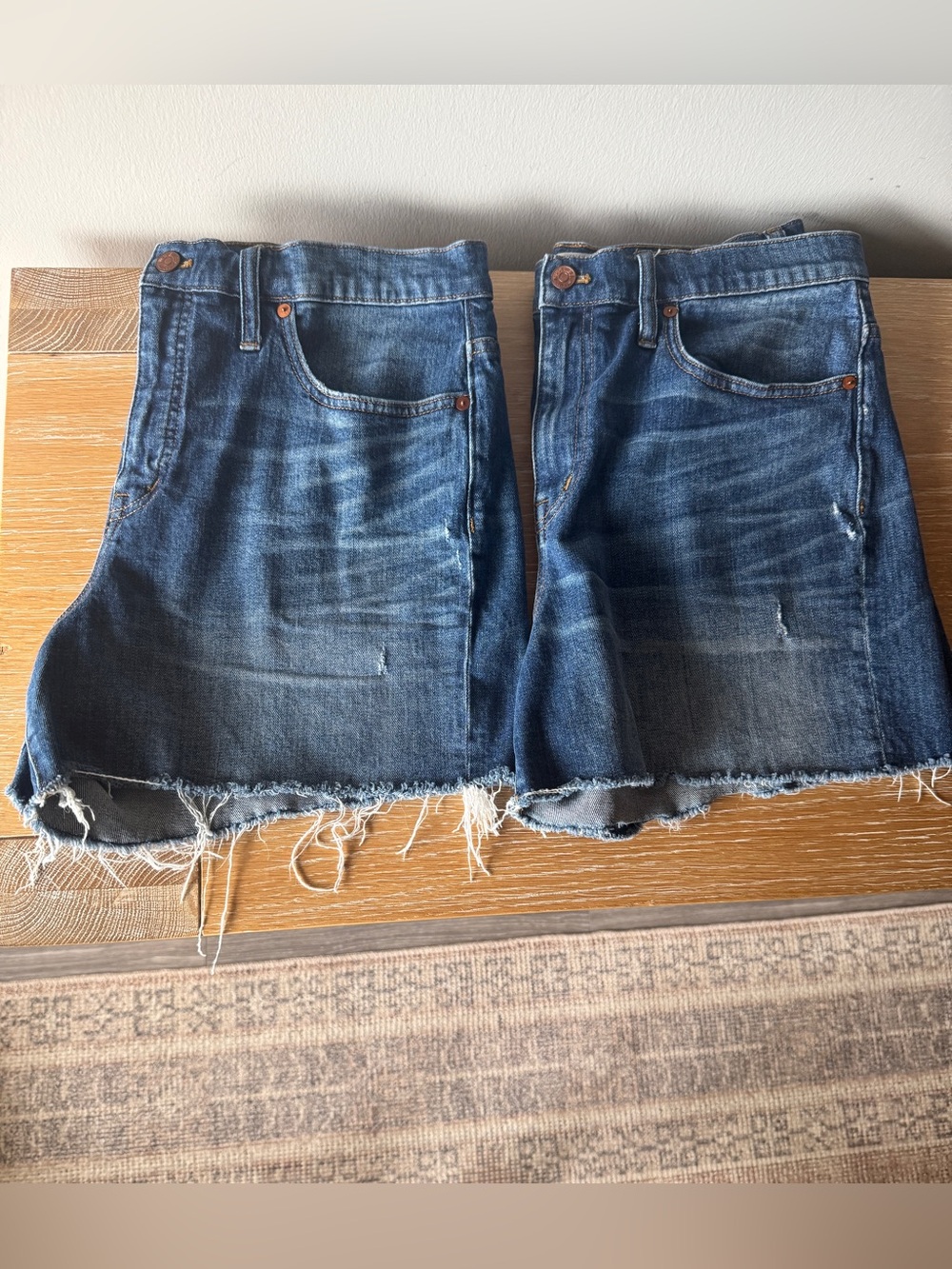 BUNDLE: MADEWELL 2 Pairs of High Rise Denim Shorts Cutoffs Frayed Hem Size 32